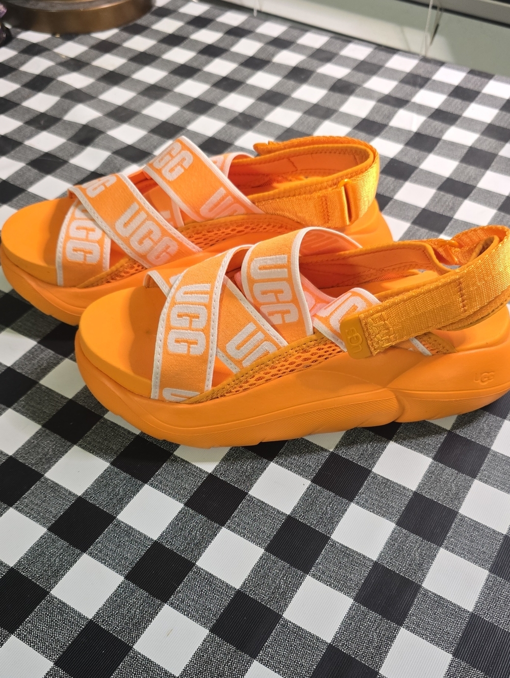 UGG Womens Orange Strap Platform Sandals